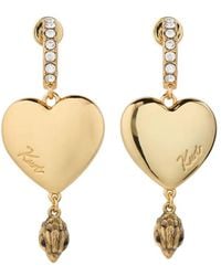 Kurt Geiger - Large Heart Crystal-Embellished Earrings - Lyst
