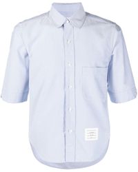 Thom Browne - Camicia a maniche corte con applicazione logo - Lyst