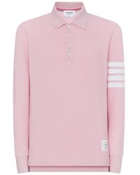 Thom Browne - Cotton Pique 4-Bar Long Sleeve Polo - Lyst
