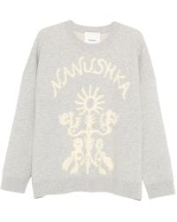 Nanushka - Pullover Mit Blumenstickerei - Lyst