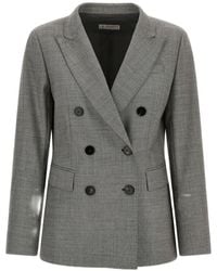Alberto Biani - Double-Breasted Grisaille Blazer - Lyst
