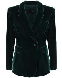 Giorgio Armani - Velvet Single-Breasted Blazer Jacket - Lyst