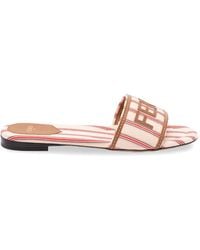 Fendi - Sunshine Striped Logo-Patch Flat Sandals - Lyst