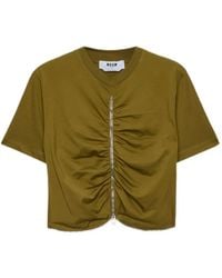 MSGM - Zip-Detail T-Shirt - Lyst