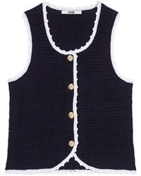 Maje - Crochet-Knit Cropped Vest - Lyst