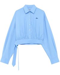 MSGM - Cropped Tie-Fastening Shirt - Lyst