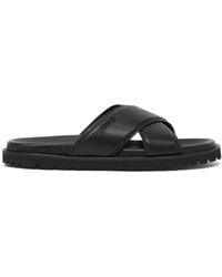 Versace - Crossover Leather Slides - Lyst