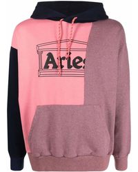 Aries - Hoodie Colour Block À Logo Imprimé - Lyst