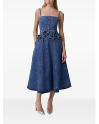 AKNVAS - Eryn Floral-Appliqué Denim Midi Dress - Lyst