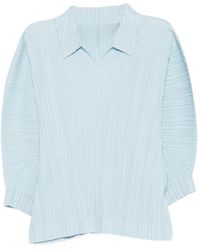 Pleats Please Issey Miyake - V-Neck Pleated T-Shirt - Lyst