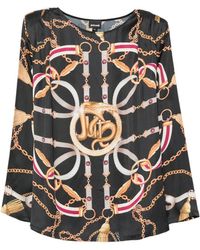 Just Cavalli - Chain-Print Long-Sleeve Blouse - Lyst