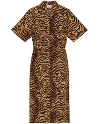 Ganni - Robe en coton biologique à imprimé tigre - Lyst