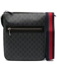 Gucci GG Supreme Wide Messenger Bag in Black for Men Lyst Canada