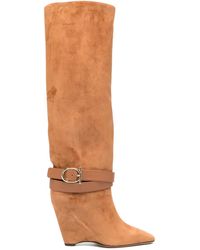 Ferragamo - 90Mm Buckle-Strap Knee-High Boots - Lyst