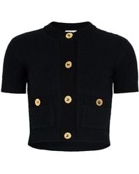 Patou - Cropped Waffle-Knit Cardigan - Lyst