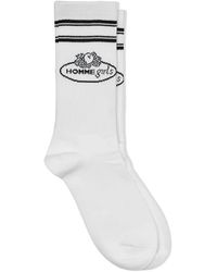 HOMMEGIRLS - Logo-Print Striped-Trim Socks - Lyst