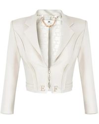 Elisabetta Franchi - Chain-Detail Cropped Blazer - Lyst