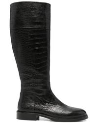 ADRIANNA FERETTI - Croc-Effect Knee-High Boots - Lyst