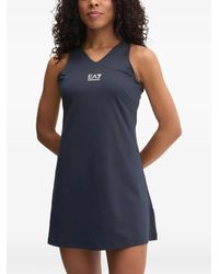 EA7 - Mini-Jurk Met V-Hals En Logo - Lyst