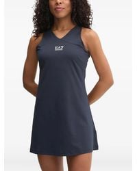 EA7 - V-Neck Logo Mini Dress - Lyst