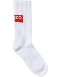 KENZO - Logo-Patch Ribbed Socks - Lyst