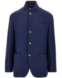 Brunello Cucinelli - High-Neck Button-Up Blazer - Lyst