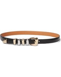 Claudie Pierlot - Metallic-Buckle Calfskin Leather Belt - Lyst