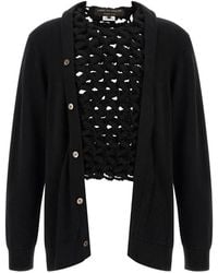 Comme des Garçons - Panelled Open-Knit Cardigan - Lyst