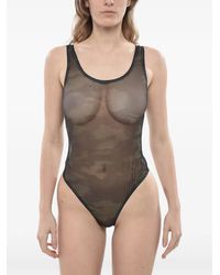 DIESEL - Camouflage-Print Mesh Bodysuit - Lyst