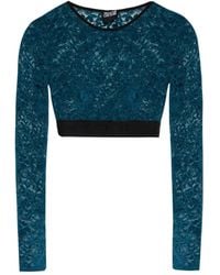 Versace Jeans Couture - Floral-Lace Cropped Top - Lyst
