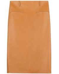 Tod's - Leather Midi Skirt - Lyst