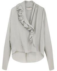 Alberta Ferretti - Chemise En Crêpe À Volants - Lyst
