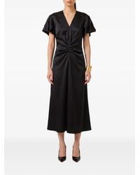 SUTTON NEW YORK - V-Neck Draped Midi Dress - Lyst