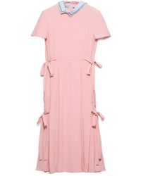 Prada - Robe Mi-Longue En Crêpe À Détail De Nœud - Lyst