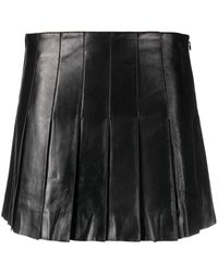 Stand Studio - Pleated Leather Miniskirt - Lyst