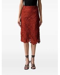 Morgan - Falda De Tubo Midi Con Encaje Floral - Lyst