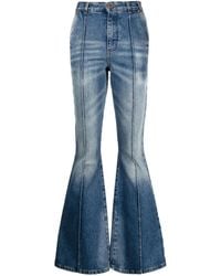 Balmain - High-Waisted Cotton Flared Jeans - Lyst