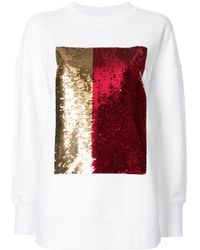 Calvin Klein Langarmshirt mit Pailletten - Weiß