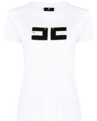 Elisabetta Franchi - Logo-charm Cotton T-shirt - Lyst