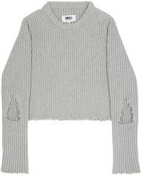 MM6 by Maison Martin Margiela - Gerippter Pullover mit Cut-Out - Lyst