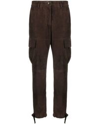 P.A.R.O.S.H. - Straight-leg Suede Trousers - Lyst