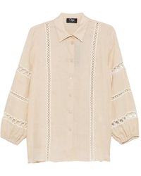 Clips - Crochet-Trim Long-Sleeve Linen Shirt - Lyst