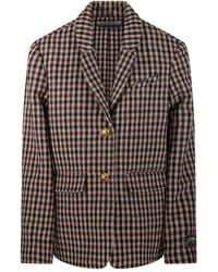 Ganni - Geknöpfter Blazer mit Vichy-Karo - Lyst