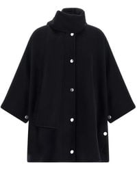 Pinko - Caban Scarf-Panel Wool Cape Coat - Lyst