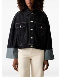 Twinset - Contrast-Stitch Raw-Edge Denim Jacket - Lyst