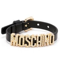 Moschino - Bracelet en cuir à plaque logo - Lyst
