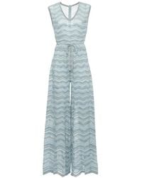 D.exterior - Chevron-Knit Wide-Leg Jumpsuit - Lyst