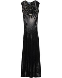 Prada - Sequined Satin Long Dress - Lyst