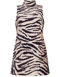 Cara Cara - Tay Zebra-Print Mock-Neck Mini Dress - Lyst