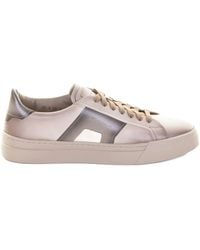 Santoni - Leren Sneakers Met Vlakken - Lyst